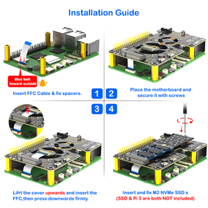 Carte <span class=keywords><strong>adaptateur</strong></span> SSD NVMe M.2 pour Raspberry Pi 5 avec double ventilateur de refroidissement LED RGB, prend en charge les SSD M2 Key-M 2230/2242/2260/2280, en stock - Product Image 6