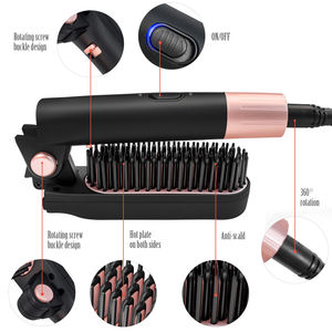 Peigne à lisser électrique pliable pour hommes, <span class=keywords><strong>brosse</strong></span> à barbe à poils en plastique pour hôtel - Product Image 1