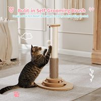 Griffoir pour chat en sisal de 23 pouces de haut, avec brosse interactive à bille rotative pour le toilettage, structure d'escalade verticale et boule en peluche suspendue