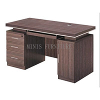 Meubles de bureau modernes, table d'ordinateur simple en bois noir et brun, combinaison chaise et table avec tiroirs de rangement