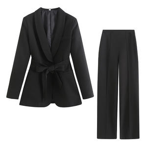 Nouveaux vêtements pour femmes printemps et automne européens et américains avec ceinture. robe formelle. petite veste de costume et ensemble de pantalons décontractés - Product Image 2