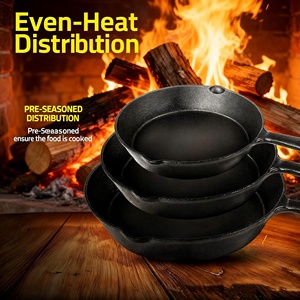 Professional 3-Piece Cast Iron Skillet Set (6/8/10 Inch) - Pre-Seasoned Oven Safe Frying <strong>Pan</strong> with Heat Resistant Handle - Product Image 5