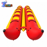 Bateau banane gonflable Red Flying Shark pour plusieurs personnes, à deux tubes, remorquable, pour les sports nautiques en station balnéaire