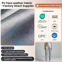 Vente directe d'usine, cuir synthétique PU brillant extensible et imperméable, produits en stock, vêtements, pantalons, jupes