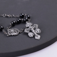 Hématite Décennie Chapelet Homard Griffe Perles En Pierre Naturelle St.Michael Médaille Crucifix Argent Catholique Bracelet Auto Chapelets