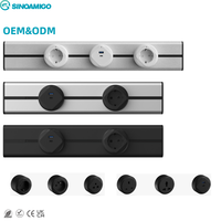 SINOAMIGO - Riel de Enchufes Múltiples, Enchufe de Pared, Color Plata/Gris/Negro, 32 A, para Reino Unido/UE/EE. UU., Montaje en Superficie