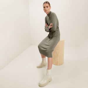 Maglione lavorato a maglia in lana di nuova moda vestito maglione lavorato a maglia Casual a mezza manica lunga da donna - Product Image 3