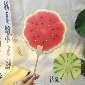 Nuovo ventilatore creativo doppio lato dell'anguria con nappa cartone animato ventaglio estivo nessuna deformazione portatile ventilatore disegnato a mano - Product Image 4