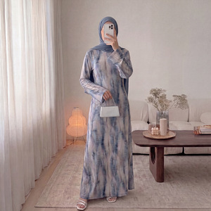 Vestido de chifón estampado de primavera para mujeres musulmanas de la marca Fashion <span class=keywords><strong>Ismail</strong></span>, de manga larga, talla grande, tipo abaya cerrada. - Product Image 1