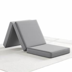 Queen Size Contemporary Design Trifold Mattress Topper Soft Hybrid <strong>Guest</strong> <strong>Bed</strong> with Durable Memory Foam Rolled up Removable Cover - Product Image 1