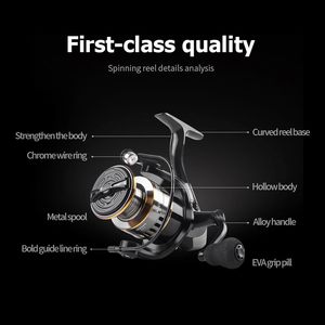 Moulinet de pêche spinning à bobine métallique 5.2:1 pour eau salée, moulinet de pêche spinning 10KG à traction maximale pour carpe, pêche en mer, en bateau, en surf - Product Image 3
