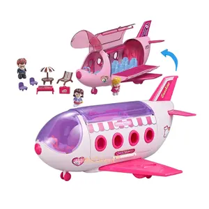 飞机玩具飞机游戏带美容桌和贴纸儿童女孩礼品玩具