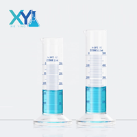 Silinder Ukur Kaca Pyrex Anti-korosi Laboratorium Kimia 10ml~2000ml dengan Penutup, Silinder Kaca untuk Air