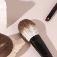 Set Kuas Kosmetik Yoly dengan Kuas Pipih dan Kuas Kipas Gagang Logam untuk Aplikasi Wajah dan Eyeshadow-Penggunaan Sehari-hari