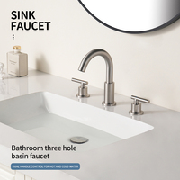 Robinet de lavabo moderne en laiton chromé à double poignée, 8 pouces, 3 trous
