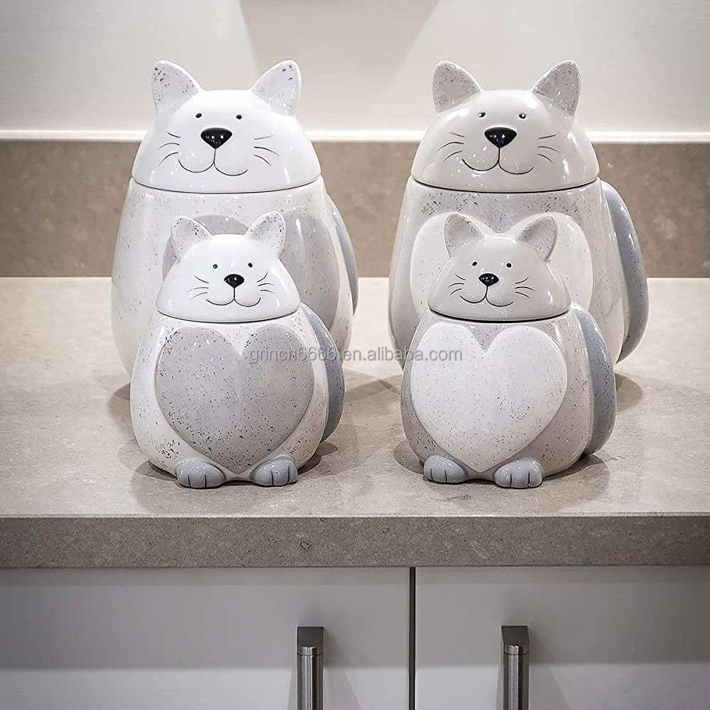 猫のデザインセラミックキッチン収納瓶コンテナキャニスターポット