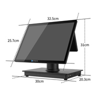 Terminal de point de vente à double écran de 15 pouces, écran tactile capacitif Windows Android, caisse enregistreuse, affichage client pour la vente au détail et la restauration