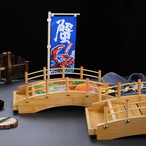 Grand plateau à sushi en bois Sashimi, pont en arc de bambou, plateau à sushi, bateau pour restaurant japonais - Product Image 6