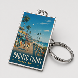 Seaside Travel Souvenir Custom Engraved Digital Photo Metal Rectangular Key Chain Resort Wedding Corporate Gift - Product Image 5