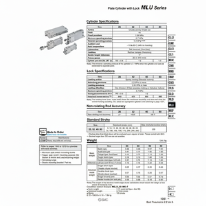 Cylindre de plaque pneumatique SMC avec pièces pneumatiques de MDLUB50-50DM-B de verrouillage - Product Image 1