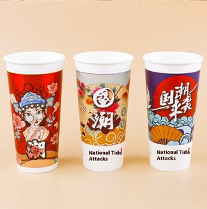 Vasos de papel de té de burbujas Boba de un solo recinto ecológicos impresos personalizados con tapas caja sorpresa misteriosa desechable para llevar - Product Image 3