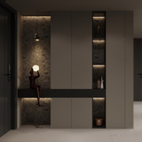Meuble à chaussures de luxe en bois pour entrée et couloir, design modulaire peu encombrant, grande capacité de rangement, console minimaliste moderne pour hôtel