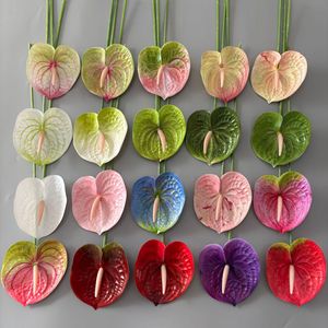 Plante artificielle réaliste en plastique de haute qualité, grande fleur blanche et verte Anthurium, centre de table pour mariage, fête des Mères - Product Image 1