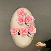 Bouquet de roses artificielles à 3 têtes, fleurs en soie, accessoires de mariage, décoration de photographie en extérieur, impression 3D faite à la main