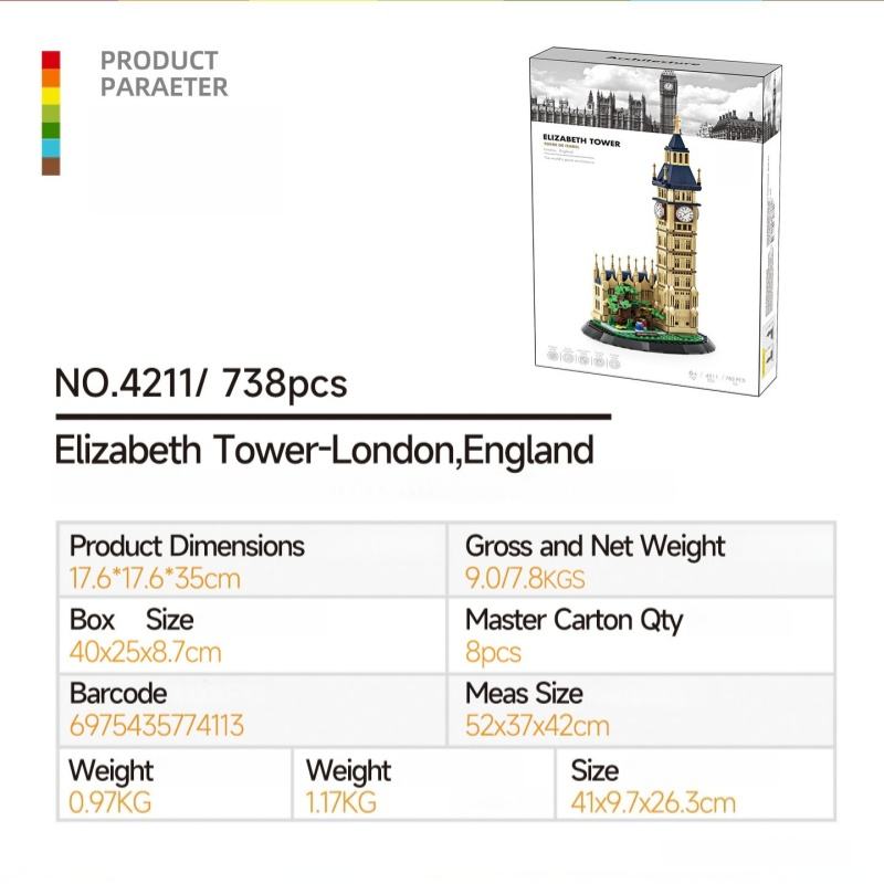 4211 Elizabeth Tower Londres, Angleterre [738pcs]