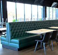 Meubles de restaurant de luxe haut de gamme, canapé en cuir uni avec table et chaises pour restaurant occidental