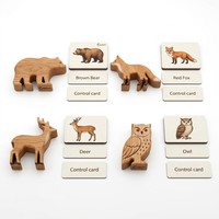 Jeu de tri éducatif préscolaire Montessori personnalisé en bois et papier avec cartes de contrôle en 3 parties pour l'association des animaux de la forêt