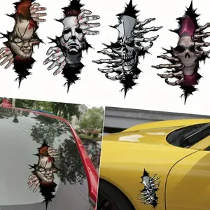 Waterproof 3D Spooky Horror Skull Car Sticker Perfect for Car Window Decal Halloween Decoration