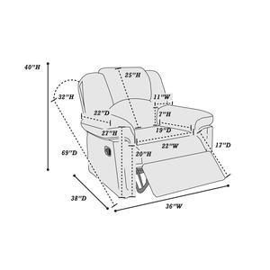 Db Motion Brown Bonded Leather Recliner Chair Manual Operation Modern Design <b>Cushion</b> Back <b>Padded</b> Arm Living Room Sofa Metal - Product Image 5
