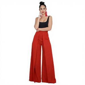 Pantalones Largos de Verano para Mujer, Talla Grande, Cintura Alta, Transpirables, Estilo Vintage, con Cierre de Cremallera, Pierna Ancha, 100% Poliéster - Product Image 4