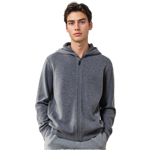 Sweat à capuche unisexe surdimensionné en molleton épais 440g en coton tricoté vintage, coupe carrée, entièrement zippé, haute qualité - Product Image 2