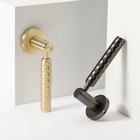 Nouvelle Arrivée Poignée de Porte en Cuivre Pur à Motif Diamant Croisé, Quincaillerie de Luxe Dorée pour Villa et Hôtel