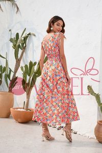 Abito da donna con stampa floreale KISS ME ANGEL super sensen a vita alta floreale con scollo a V casual da spiaggia - Product Image 6