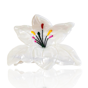 Xinmei Custom Bio Acetato Lily Hair Clip Accesorios 2026 Moda Estética Flor Pinza para el cabello White Hairclaw Eco Haarklammer - Product Image 6