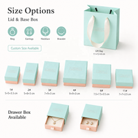 Boîte d'emballage de bijoux bleu pastel rose, boîte cadeau en papier argenté pour bague, boucles d'oreilles, collier, bracelet avec insert en mousse, vente en gros