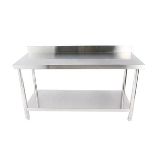 Mesa <span class=keywords><strong>de</strong></span> <span class=keywords><strong>trabajo</strong></span> <span class=keywords><strong>de</strong></span> acero inoxidable para <span class=keywords><strong>cocina</strong></span>, mesa <span class=keywords><strong>de</strong></span> <span class=keywords><strong>trabajo</strong></span> con doble capa y respaldo contra salpicaduras, personalizada co - Product Image 1