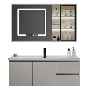 Miroir intelligent mural pour salle de bain avec vasque, meuble en contreplaqué étanche pour salle de bain de villa moderne, écologique et durable - Product Image 5