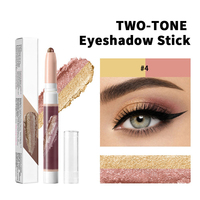 Fard à paupières scintillant personnalisé, fard à paupières bicolore dégradé, stick waterproof longue tenue, maquillage scintillant pour les yeux pour femmes