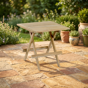 Solid Teak Square Folding Dining <b>Table</b>-Waterproof Eco-Friendly Durable Modern Design for Indoor Use - Product Image 3