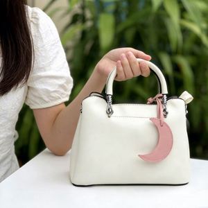 Moon-shaped <b>Bag</b> <b>Charm</b> Keychain PU Leather Women Handbag Pendant Fpr Backpack <b>Bag</b> Decoration - Product Image 3