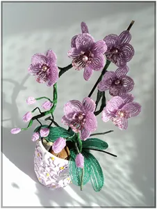 Bouquet de fleurs artificielles perlées, orchidée perlée, bouquet de mariage, décoration de fête de <span class=keywords><strong>jardin</strong></span> pour cadeaux de mariage et remerciement des enseignants - Product Image 2