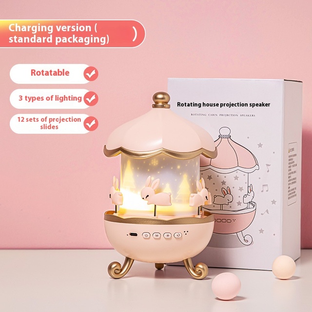 2025 New LED Projector Night Light Rechargeable 360 Degree Rotary ABS Music Box Modern Romantic Projection for Holiday Gifts 5V