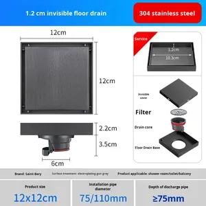 Custom Light Luxury <b>Brushed</b> 304 Stainless Steel Anti-Odor Hidden Floor <b>Drain</b> DN50 for Bathroom Toilet Kitchen Wholesale - Product Image 6