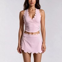 Ensemble de vêtements de sport pour femmes en tissu brossé 'Nude-Feel' pour le tennis et les sports de plein air avec shorts de sécurité intégrés