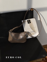 Bolso de hombro de cuero con cadena gruesa, bolsos de diseñador al por mayor, bolso hobo de media luna para llevar bajo el brazo, abastecimiento para boutiques de marca privada