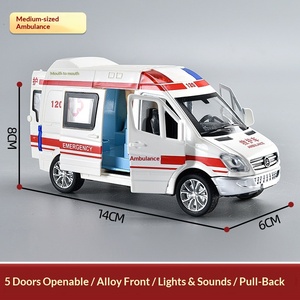 Modèle de simulation de voiture jouet en métal à l'échelle 1:32, cinq portes, en alliage, avec lumières et musique : ambulance, voiture de police, camion de pompiers, camion de livraison - Product Image 6